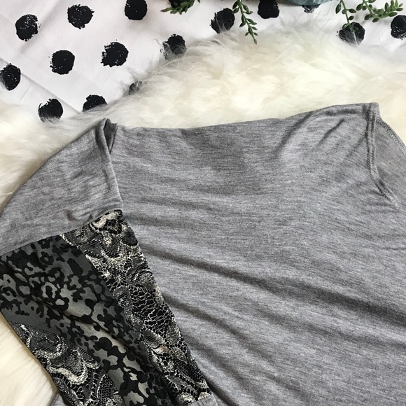 Moa Dolman Tunic Lace Leopard Print Grey Top 2X - Picture 3 of 6